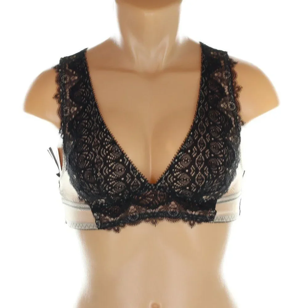 NWT Victoria's Secret Dream Angels Black Lace Bralette Nude Underlay - Size XS